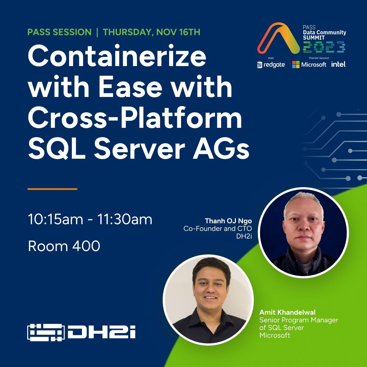 Much like #VirtualMachines, #SQLServer container use is growing rapidly. While the benefits are clear, #HighAvailability remains an obstacle. Join DH2i for a session at #PASSDataSummit where we'll explore and demo how to break through this constraint. 
 buff.ly/3tX6CXM