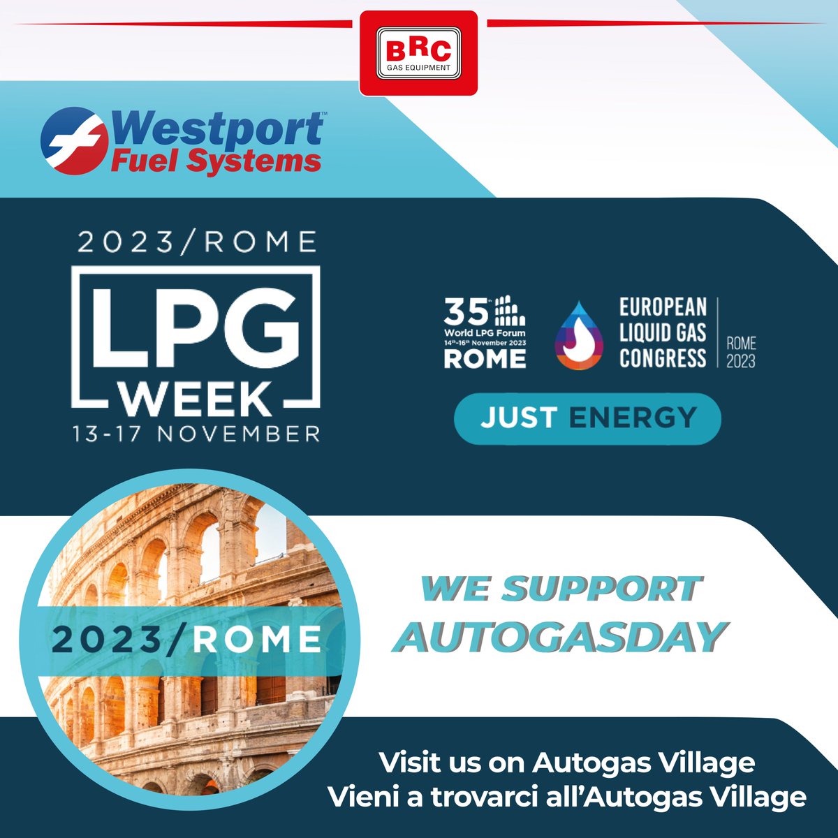 World LPG Forum and the European Liquid Gas Congress come together #WestportFuelSystems will be the main sponsor of the #AutogasVillage lpgweek.com/rome-2023