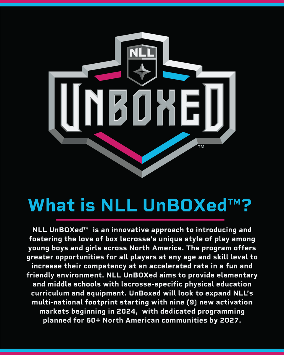 NLL's tweet photo. We are proud to announce #NLLUnBoxed!
Read more about the League’s exciting new initiative to grow the game: https://t.co/ml9TgTHRfT https://t.co/c3BlBqxrdQ