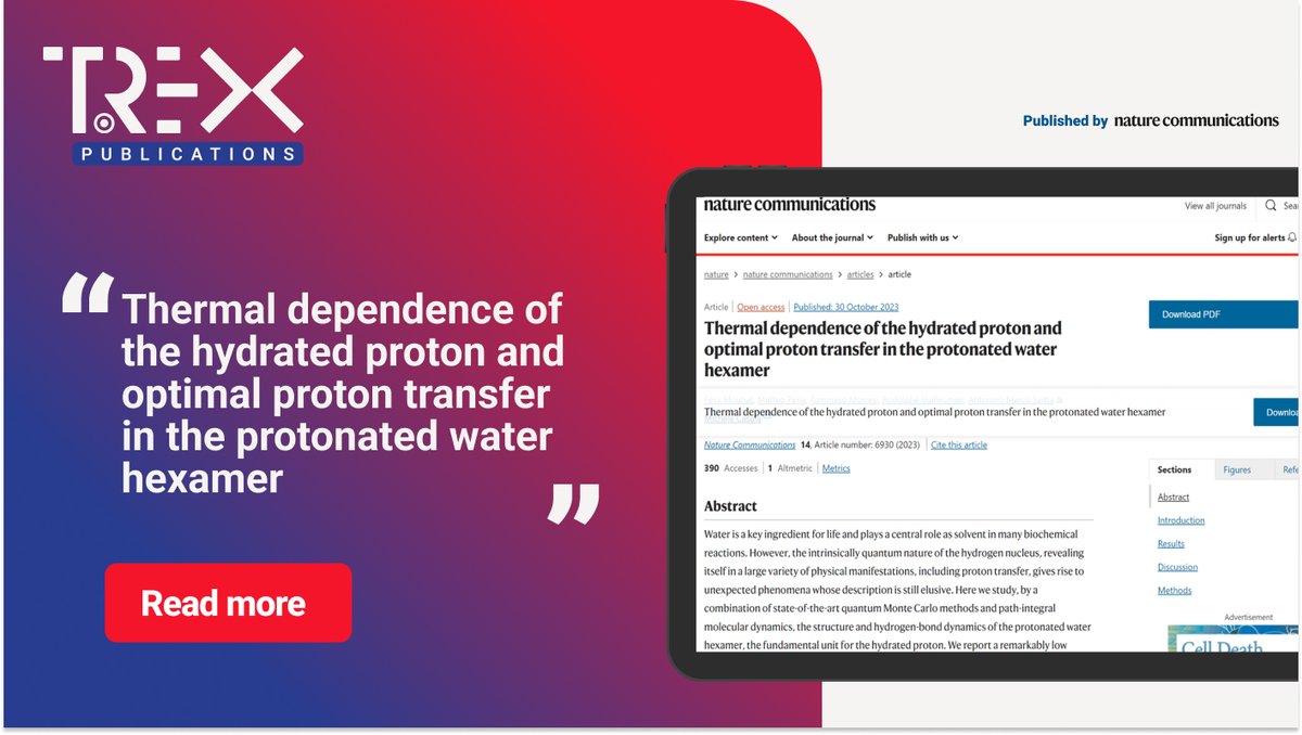 🌊Delve into the #quantum secrets of #water! Explore #hydrogen bonds &amp; #proton transfer with our cutting-edge research on the protonated water hexamer. Unlock nature's mysteries at #TREXpublication published by <a href="/NatureComms/">Nature Communications</a>!
📰bit.ly/3FLmkaT