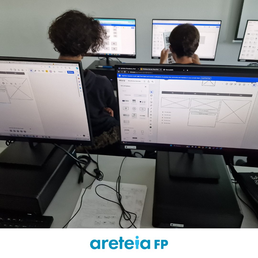 FP_Areteia's tweet photo. Los alumnos de 2ASIR, dentro de la asignatura de Implantación de Aplicaciones Web, aprenden a diseñar wireframes y prototipos (alto y bajo nivel) de páginas web, como medio de usar la UX/UI en el diseño y creación de páginas web. 🖥️✍️ https://t.co/rHnepIkkth