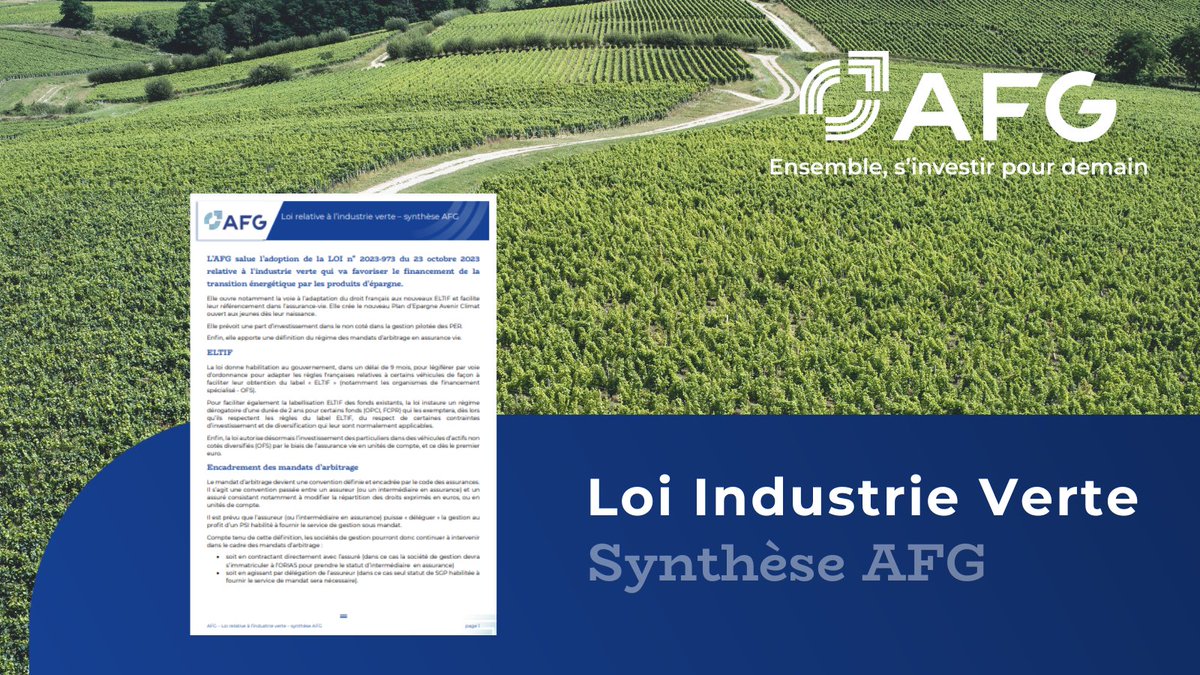 📢𝐋'𝐀𝐅𝐆 𝐬𝐚𝐥𝐮𝐞 𝐥𝐚 𝐋𝐨𝐢 𝐈𝐧𝐝𝐮𝐬𝐭𝐫𝐢𝐞 𝐕𝐞𝐫𝐭𝐞, 𝐟𝐚𝐯𝐨𝐫𝐢𝐬𝐚𝐧𝐭 𝐥𝐞 𝐟𝐢𝐧𝐚𝐧𝐜𝐞𝐦𝐞𝐧𝐭 𝐝𝐞 𝐥𝐚 #transition 𝐞́𝐧𝐞𝐫𝐠𝐞́𝐭𝐢𝐪𝐮𝐞 𝐯𝐢𝐚 𝐝𝐞𝐬 𝐩𝐫𝐨𝐝𝐮𝐢𝐭𝐬 𝐝'𝐞́𝐩𝐚𝐫𝐠𝐧𝐞 !
afg.asso.fr/afg-document/l…
#epargne #Finance #investissement