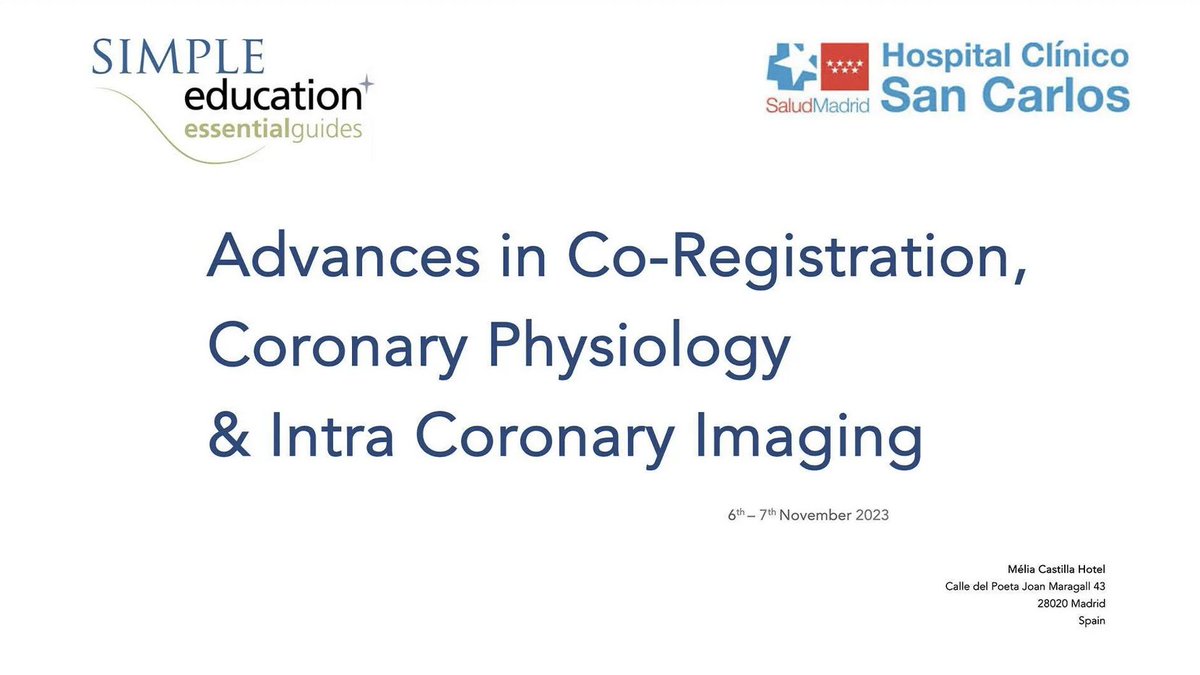 Fundación FIC (@fundacion_fic) on Twitter photo 🧑⚕️👩⚕️This course held in Madrid is a perfect training for implementing the latest contemporary physiological techniques in your catheter laboratory. Directed by: <a href="/jerd10/">Justin E Davies</a> <a href="/JEscaned/">Javier Escaned</a> and AndrewSharp
📎bit.ly/464meps 🧑⚕️👩⚕️This course held in Madrid is a perfect training for implementing the latest contemporary physiological techniques in your catheter laboratory. Directed by: <a href="/jerd10/">Justin E Davies</a> <a href="/JEscaned/">Javier Escaned</a> and AndrewSharp
📎bit.ly/464meps