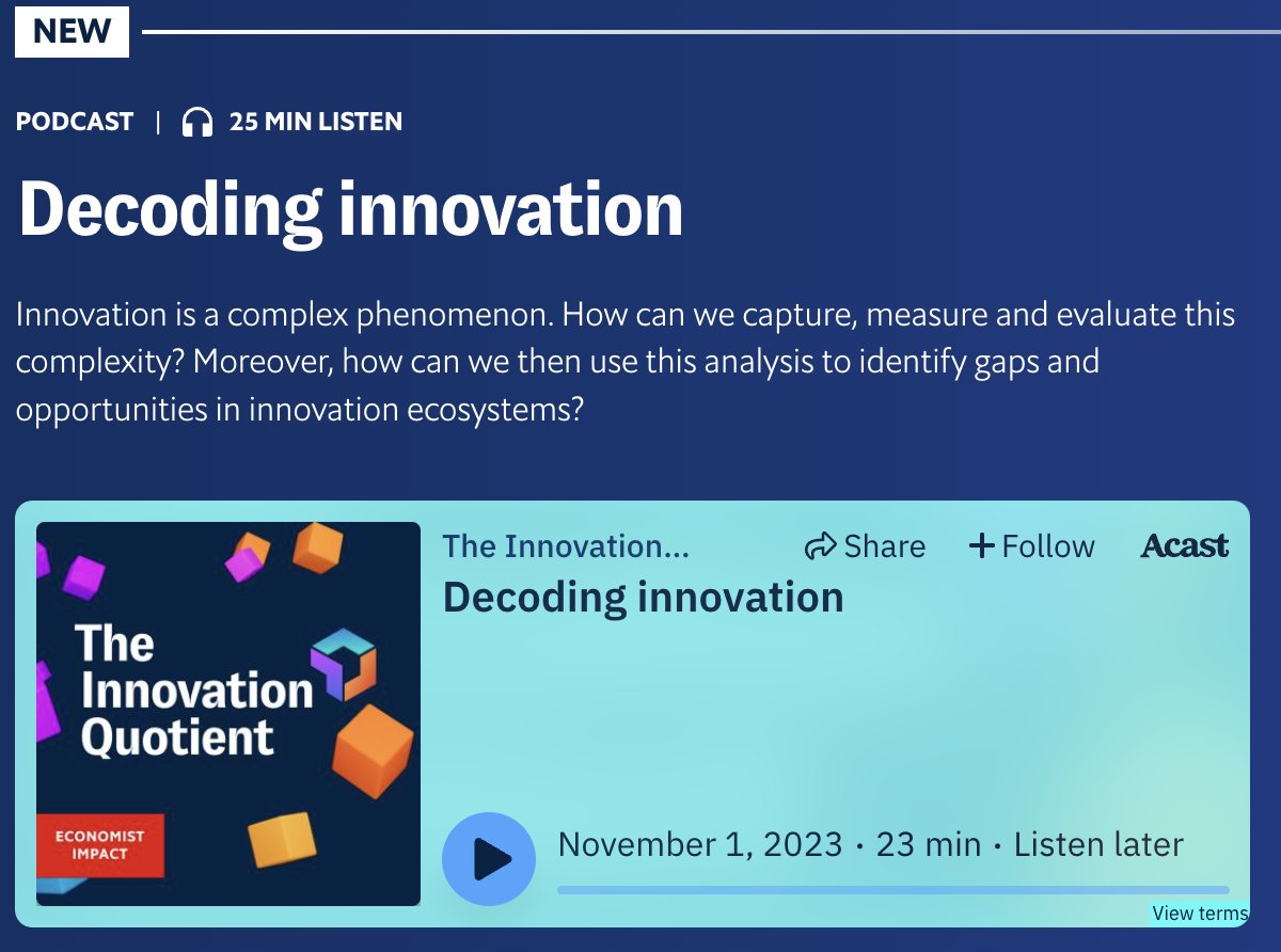noagafni's tweet photo. What a pleasure to be interviewed by @TheEconomist on their new report focused on #innovation for socioeconomic progress. I was grateful for the opportunity to comment on the #InnovationQuotient as well as share about #ESG #DEI and #inclusiveimpact https://t.co/meU89Lkcyf https://t.co/px58hznLWl