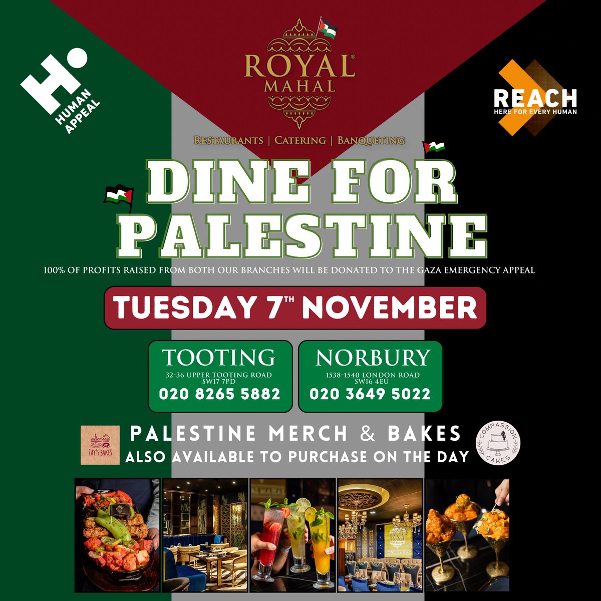 royalmahal_'s tweet photo. Less than 2️⃣4️⃣ hours to go until our Dine for Palestine day. Join us at Royal Mahal Tooting &amp; Norbury as we donate 100% of profits to the emergency Palestine campaign. Your support makes a difference! 🇵🇸 

#tooting #norbury #dinewithus #charity #palestine #gaza #freepalestine https://t.co/LEfxg9Fxjh