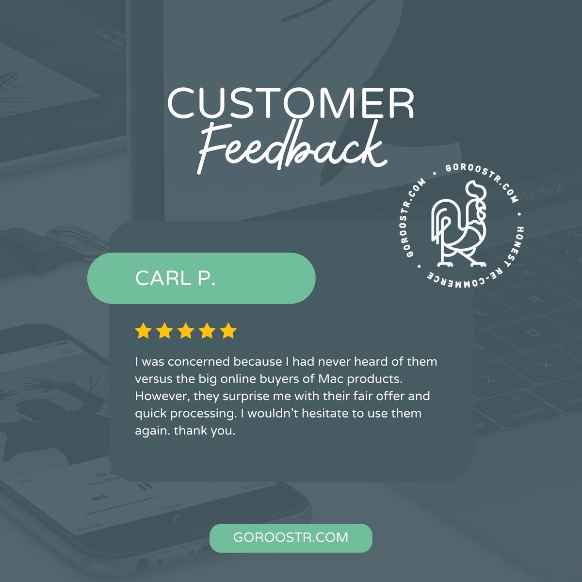 There are zero reasons to be concerned when using us to sell your Apple devices. We compete with the big companies by providing the best customer service and the highest payouts. 

Don't hesitate, reach out today! 🐓
◦
◦
◦
◦
#goroostr #apple #sellyourdevice #appledevices