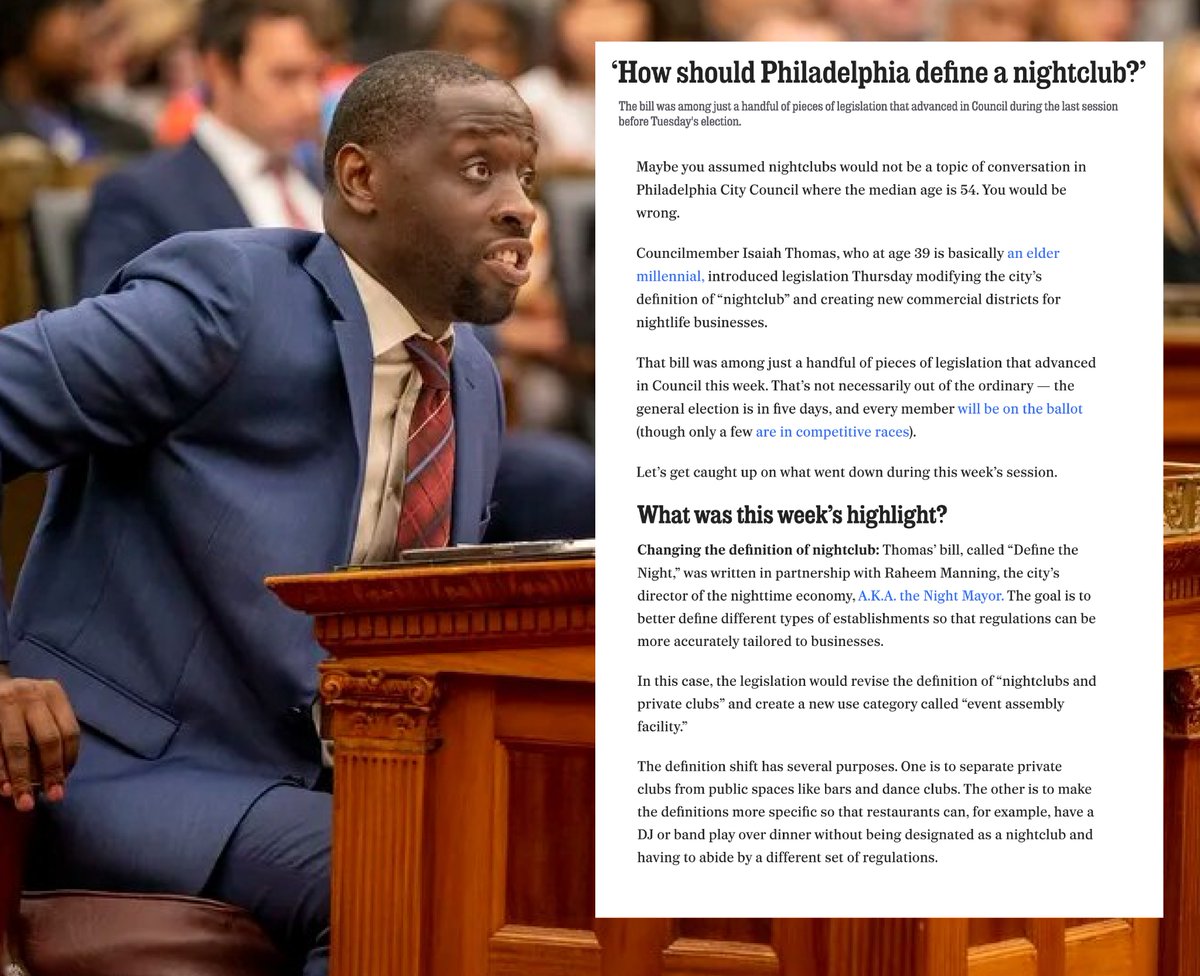 Last week in @phlcouncil I introduced the Define the Night Ordinance in collaboration with our city’s Nighttime Economy Director @Raheem_Manning. We should welcome nightlife businesses so we can create a 24-hour city, creating jobs, boosting the local economy and tourism.