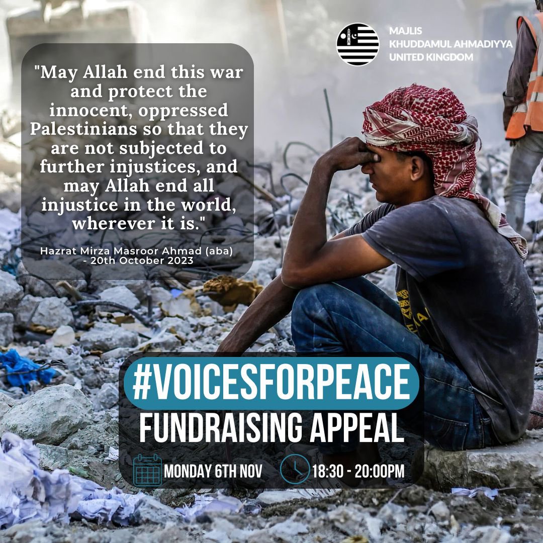 #VOICESFORPEACE FUNDRAISING APPEAL

🗓️ Monday 6th November
🕕 18:30PM

🔴 LIVE LINK: youtube.com/live/A0EKprzgp…

📣 Tune in TONIGHT and donate towards the humanitarian crisis in Gaza 

🔴 DONATE &amp; SUPPORT NOW: mercy4mankind.org/voicesforpeace/