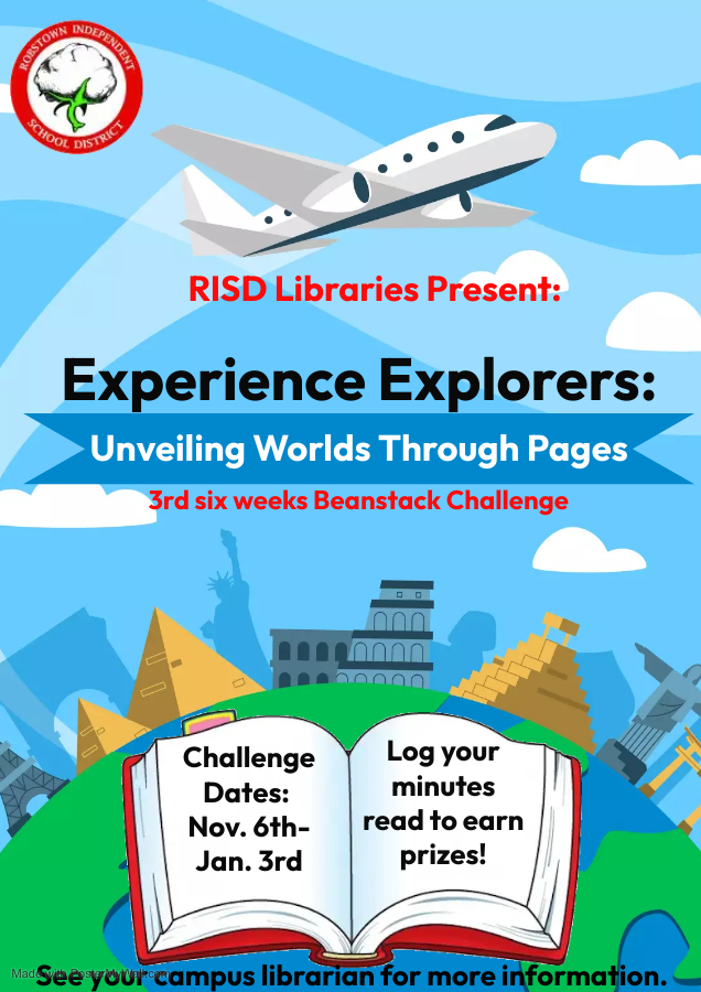 Explore through a literary journey in our 3rd six-weeks Beanstack reading challenge, "Experience Explorers: Unveiling Worlds Through Pages." With every logged minute, students unlock a treasure trove of knowledge and pave their way to exciting prizes. @zoobeanreads <a href="/RobstownISD/">Robstown ISD</a>