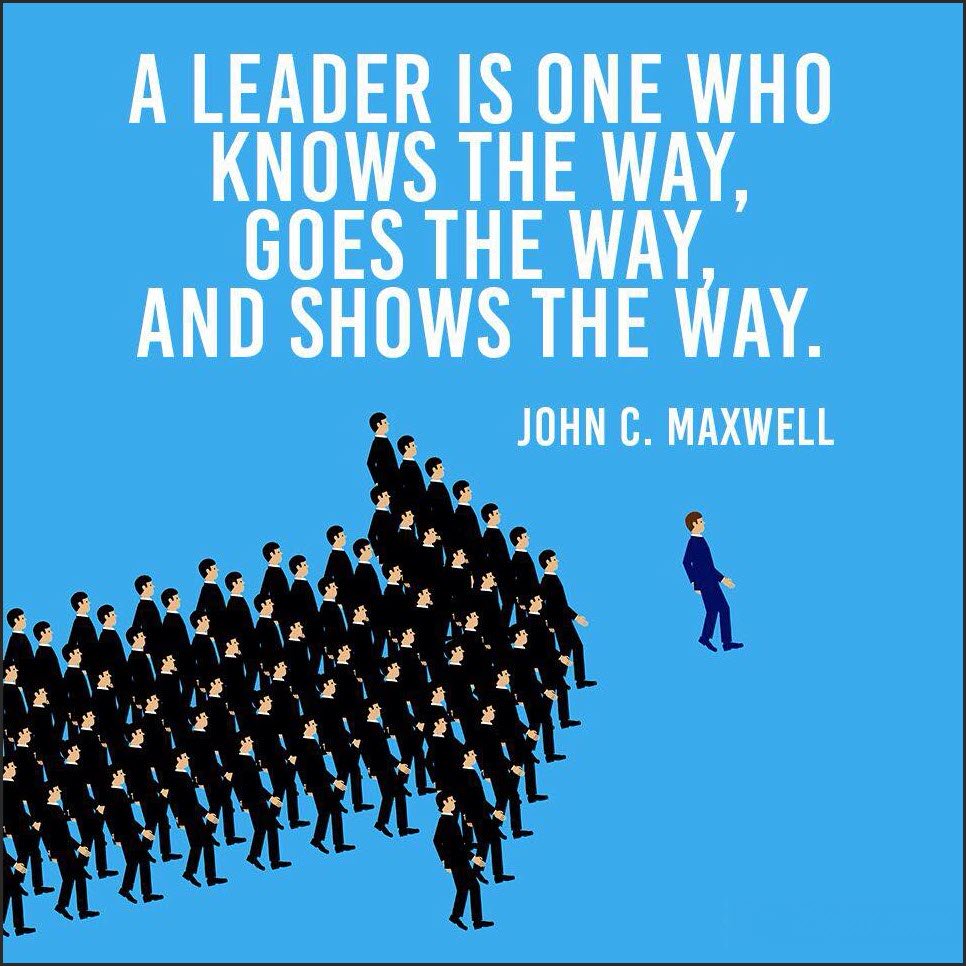"Leadership Moment"
A true leader is one who knows the way, goes the way, and shows the way. -- John Maxwell
The greatest leaders don't just tell their teams what to do. They are willing to hold hands with their team &amp; get the job done work them.
#LeadershipMoment
