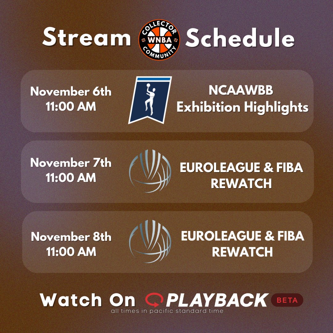 WNBACC's tweet image. We have #NCAAWBB starting back up today!

We'll be watching exhibition highlights and chatting about the games today over on @WatchPlayback!

Later this week we'll run it back with some of the biggest @EuroLeagueWomen games so far.

Join the conversation⬇️
playback.tv/wnbacc