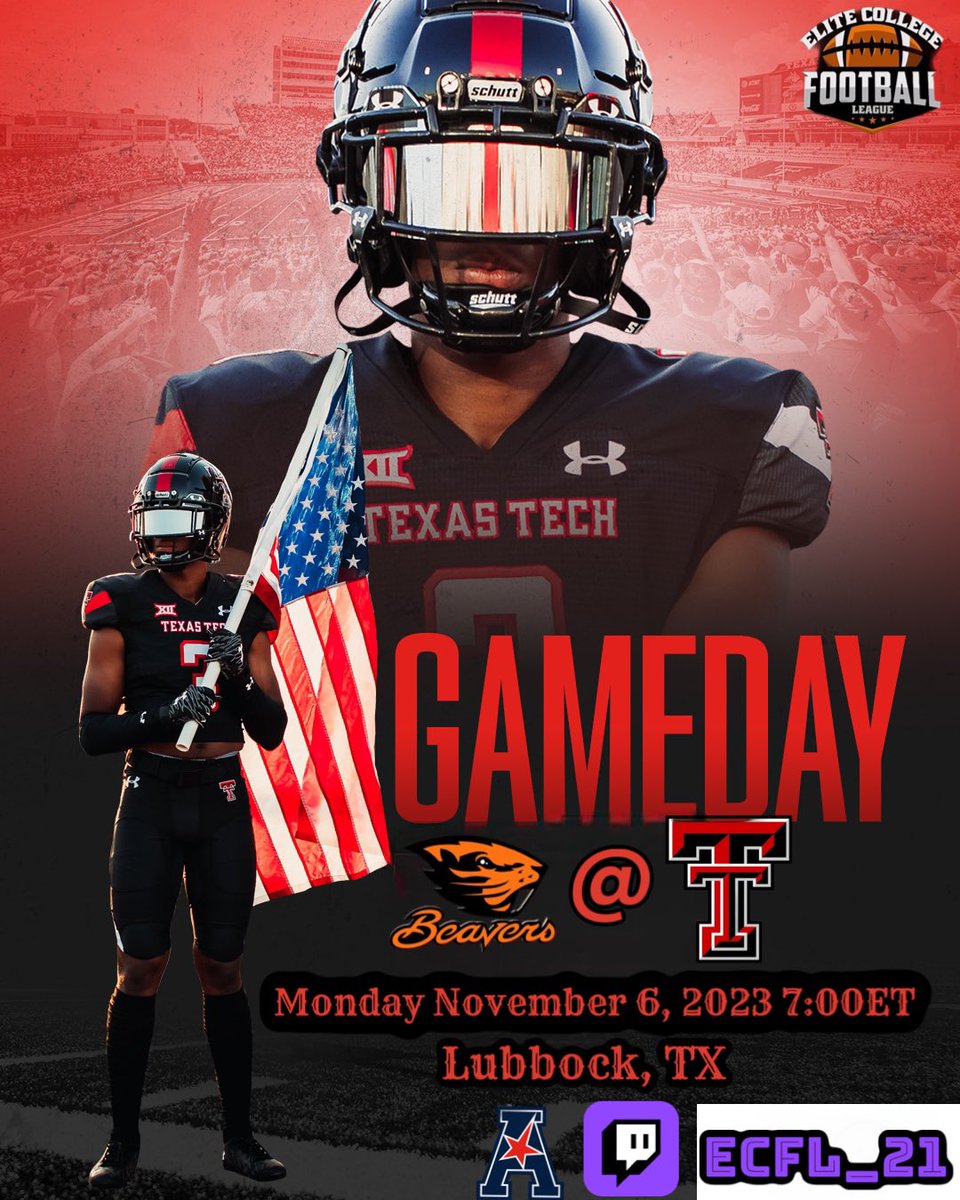 GAMEDAY raiders! Today we host <a href="/ECFL_Beavers/">ORST_Beavers</a> at 7:00ET. Should be a great matchup! Lets be loud and proud red Raider nation! Also we forgot to mention it last week but we have officially clinched playoffs! So let’s finish off the year strong. #ECFLSim #GunzUp