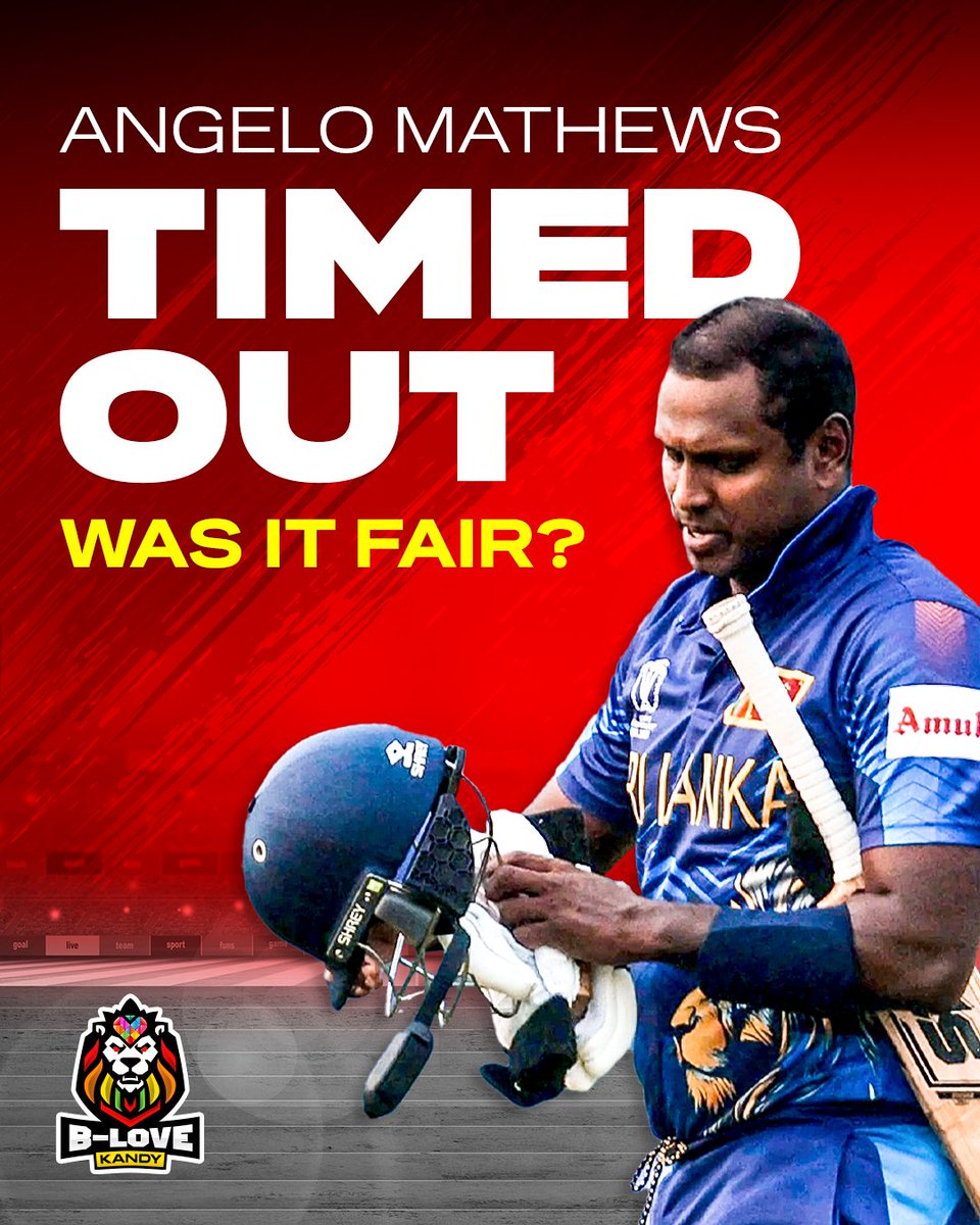 Angelo Mathews Timed Out... Was it fair? Read more about this: blovekandy.com/mathew-timed-o… #BLoveKandy #KandyLions #AngeloMathews #ICCWorldCup #BANvsSLLiveMatch