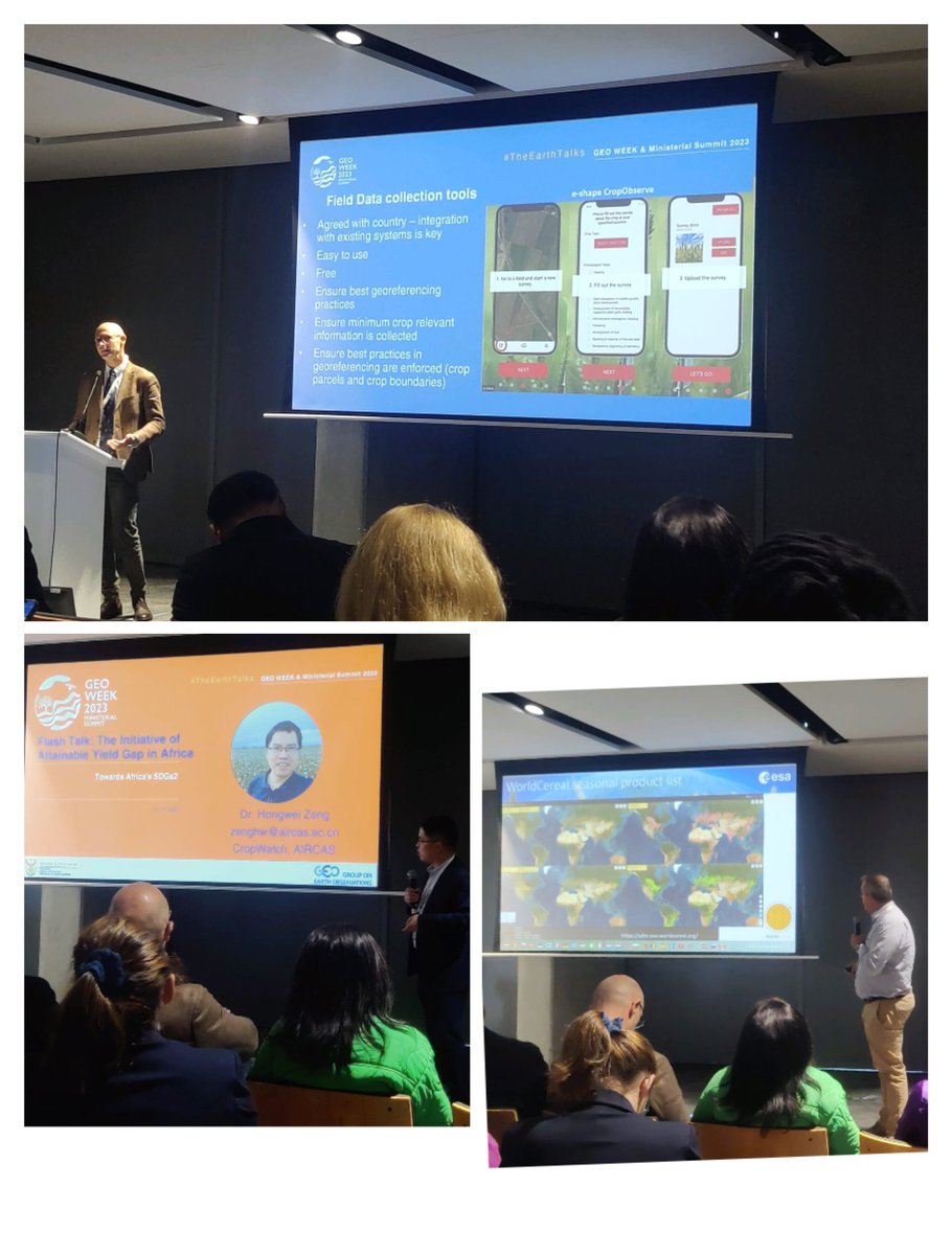 #TheEarthTalks Flash Talks kicked off this morning in Cape town with presentations from  <a href="/WatchCrop/">CropWatch</a> <a href="/Hongwei41486950/">Hongwei</a>, <a href="/FAOstatistics/">FAO Statistics</a> <a href="/lorenzodesimon7/">Lorenzo de Simone</a>, <a href="/VITO_RS_/">VITO Remote Sensing</a> @StevenKrekels &amp; <a href="/svengilliams/">sven gilliams</a>.
Join us tomorrow at 4pm for CapDev workshop, room ORCHID