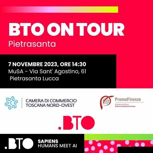 Verso #BTO2023 
Domani pomeriggio sarò a Pietrasanta con #BTOonTour, incontri con operatori del settore turistico per illustrare il tema, Sapiens.Humans meet AI, svelare qualche anticipazione sul nuovo programma e portare pillole delle “cassette per gli attrezzi” di <a href="/BTO_travel/">BTO Official</a>