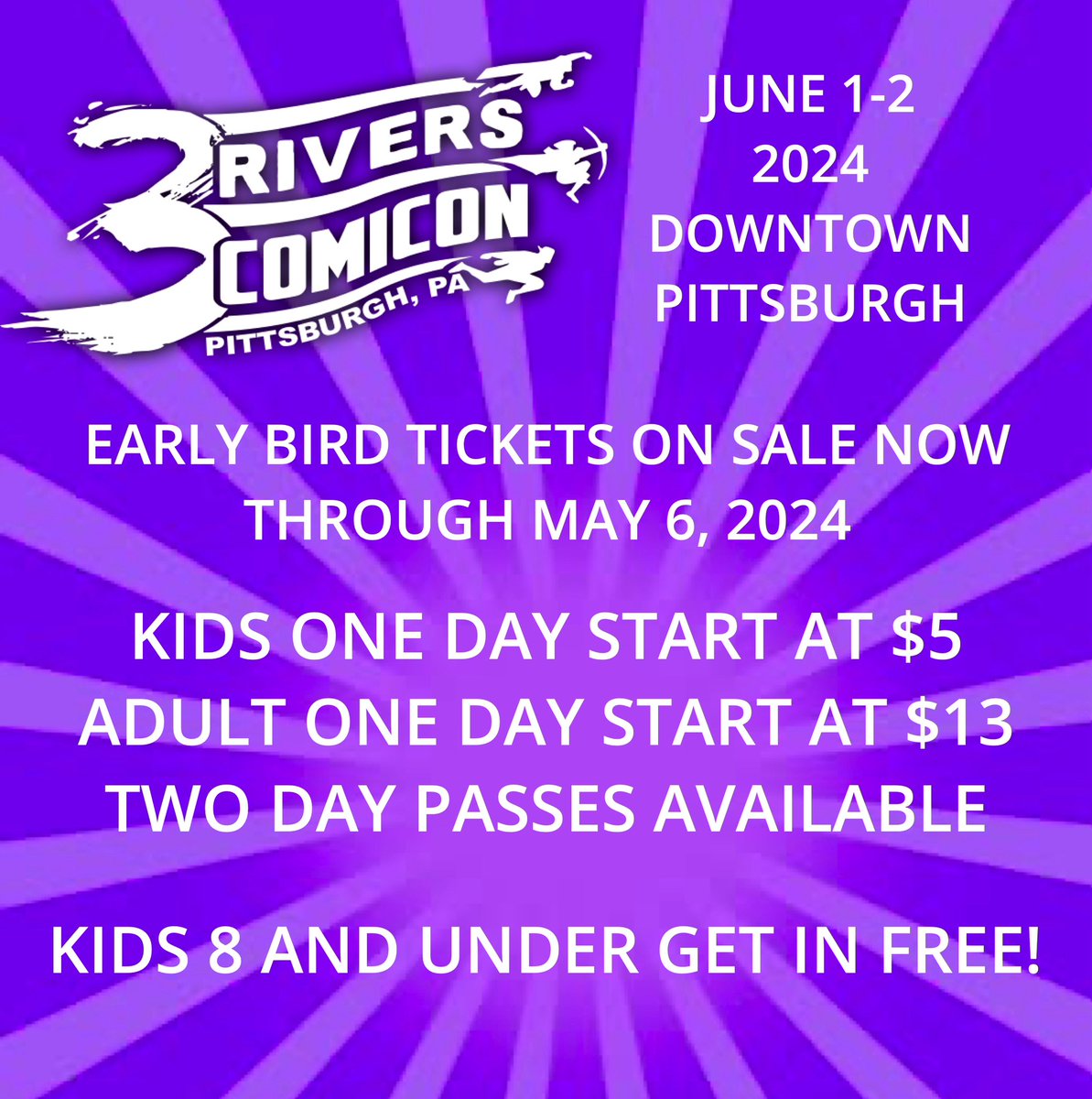 3riverscomicon's tweet photo. Tickets on sale now at our website. https://t.co/7AY731PO4i