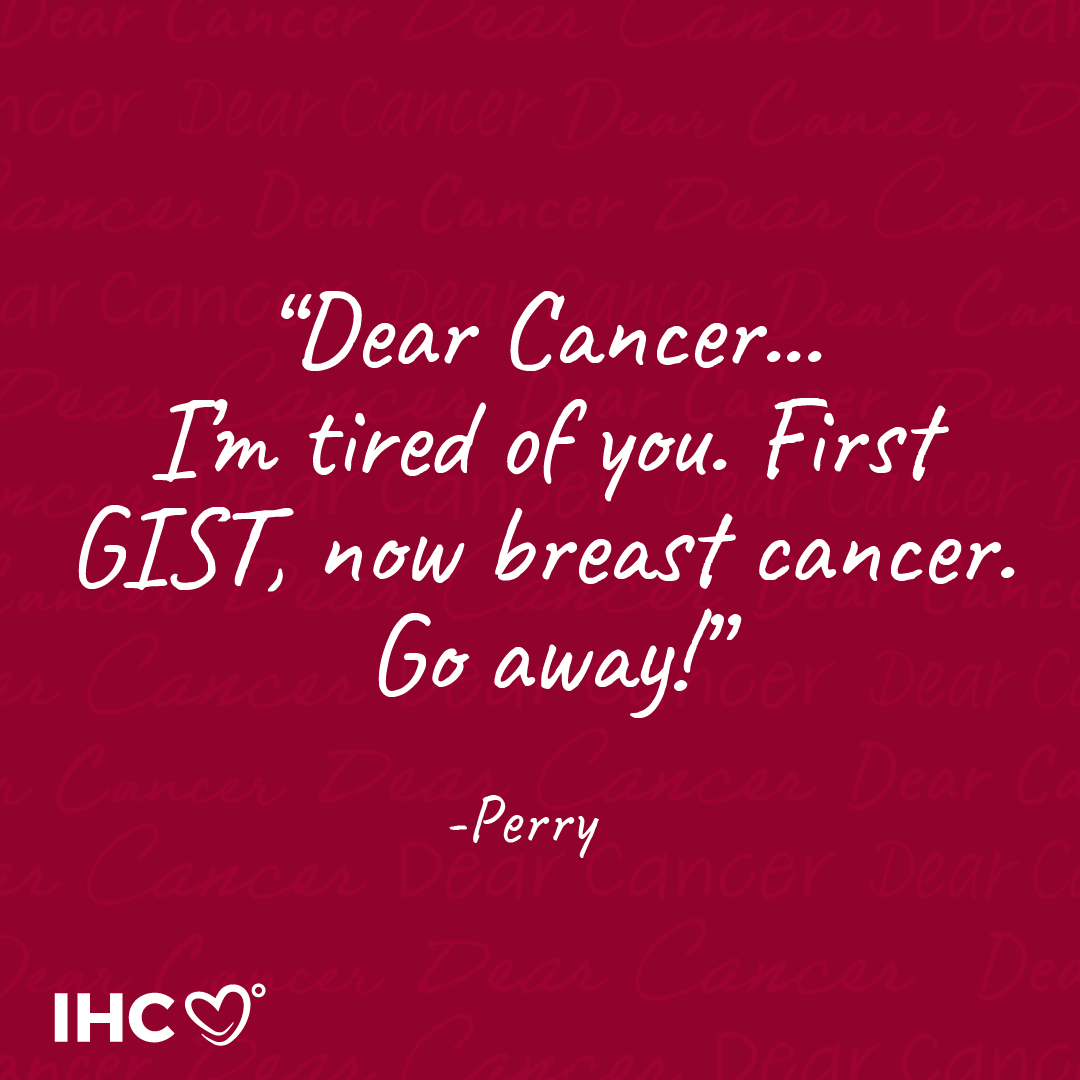 ihadcancer's tweet photo. What do you have to say to cancer today? Comment below, or add to our #DearCancer wall here: https://t.co/GqkvYVo7mV
"Dear Cancer, I'm tired of you. First GIST, now breast cancer. Go away!" - Perry https://t.co/EKDTAaZ1lb