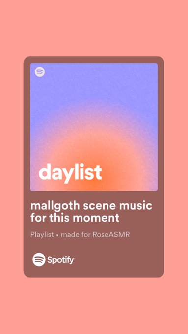 don&rsquo;t tell me your astrology sign, i want you to go to Spotify &amp; search for your day list &amp; post the<a href="/tag/asmr"class="tags"><span>#asmr</span></a><a href="/tag/asmrtingles"class="tags"><span>#asmrtingles</span></a>