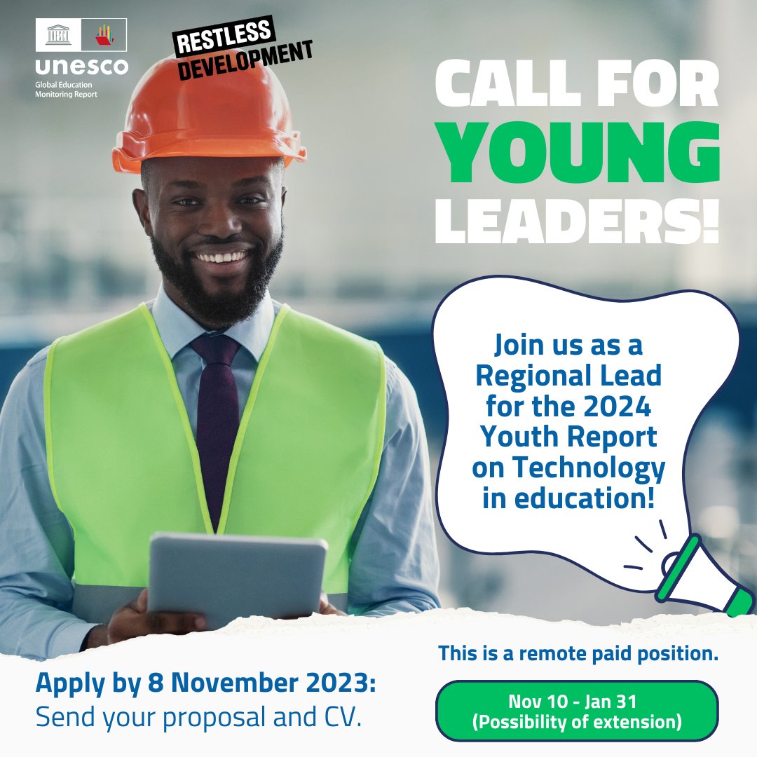 📢 Calling all young change-makers under 35 to contribute to the regional consultations with @RestlessDev for the 2024 GEM Youth Report on technology in education!
Apply before 8 November: bit.ly/3Sglo5J
#YouthConsultation #TechOnOurTerms