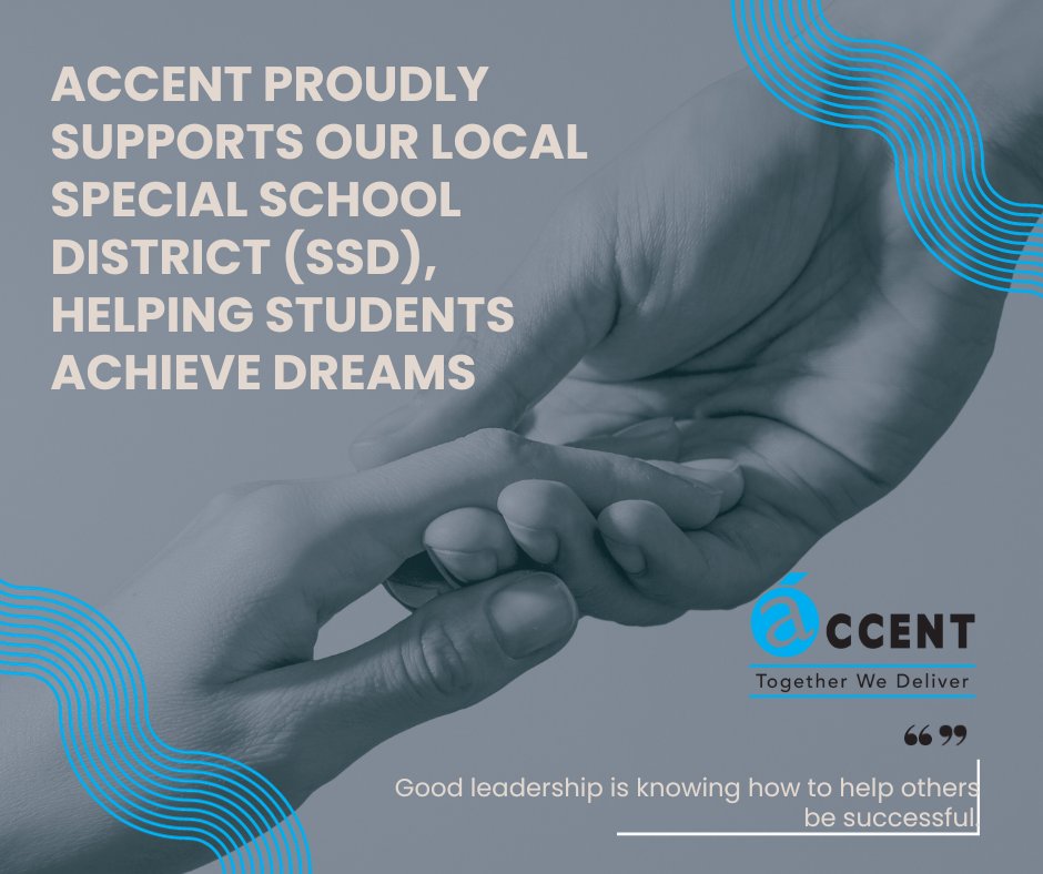 group_accent's tweet image. 🎓 Education matters. Accent proudly supports our local Special School District (SSD), helping students achieve their dreams. #SupportSSD #EducationForAll AccentGroupSolutions.com