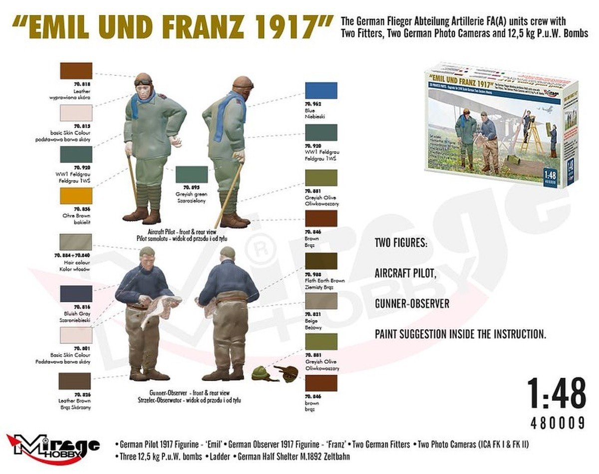 Mirage Hobby'den 1:32 ölçek 'Emil und Franz 1917' 1. Dünya Savaşı figürleri. Özellikle o döneme ait diorama yapanlar için bir eksiklik giderilmiş olur belki. #modofwar #scalemodels #miragehobby