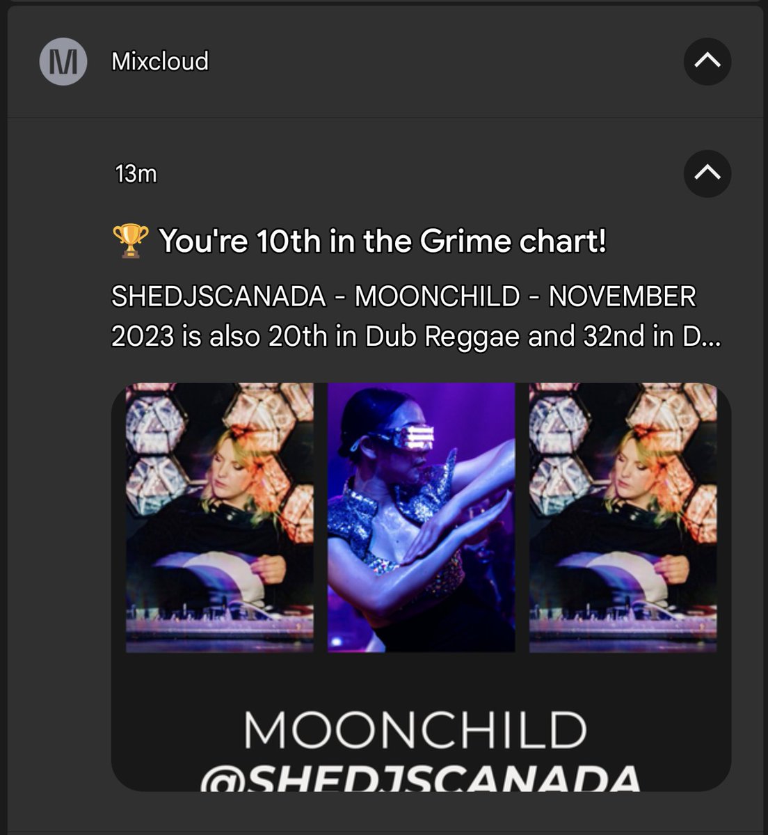 SheDJsGlobal's tweet photo. Bravo @moonchilddnb locking in position with her latest mix for #shedjscanada. 3rd in the #dubstep and #dub chart. 10th in the #grime chart. Woof! Link in bio! https://t.co/JjONVMChYR