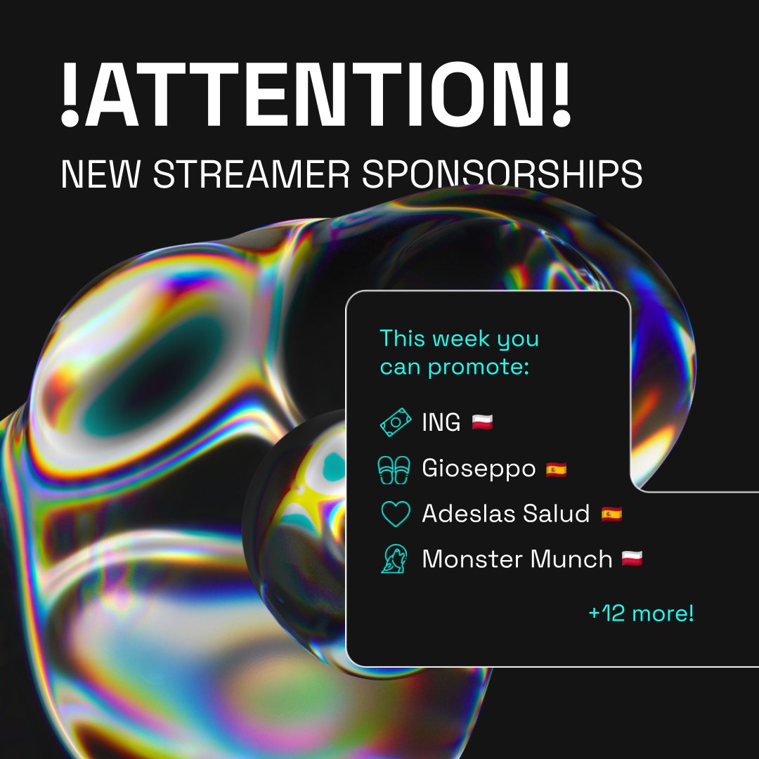 inStreamly's tweet image. 🚨 Hey #streamers! 🚨

Brand new sponsorship opportunities have just landed on inStreamly!

Head to your Streamer Panel and make them yours today! 💼💰

🏦 #ING 
👟 @Gioseppo
💙 @ClientesAdeslas 
👻 #MonsterMunch

#twitch #sponsorship #gaming #youtubegaming
