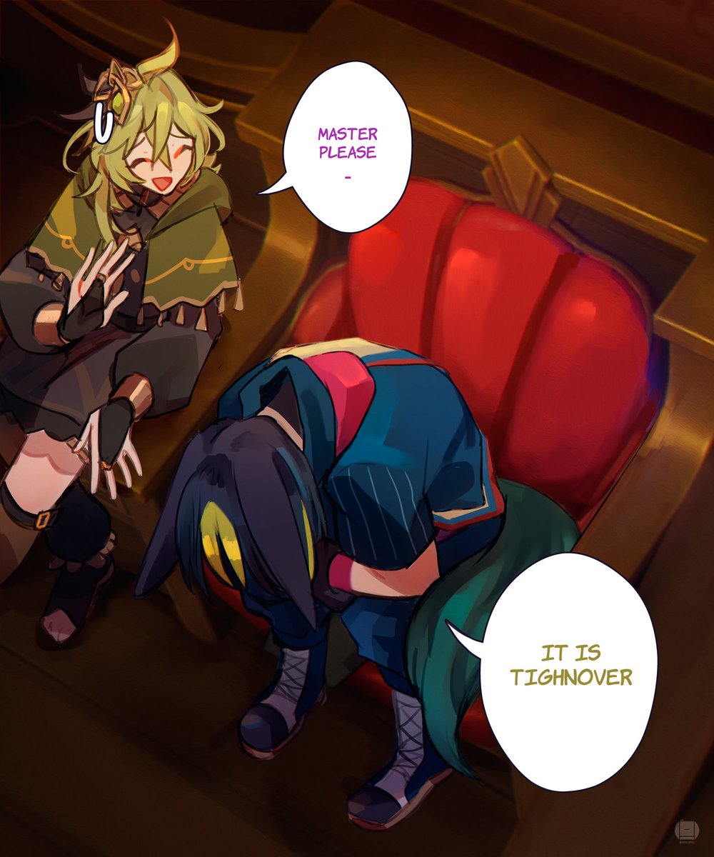 teesshu's tweet image. cyno&apos;s comedy act debut in fontaine ⚖️

#GenshinImpact #原神 #furina  #neuvillette #cyno #tighnari #collei