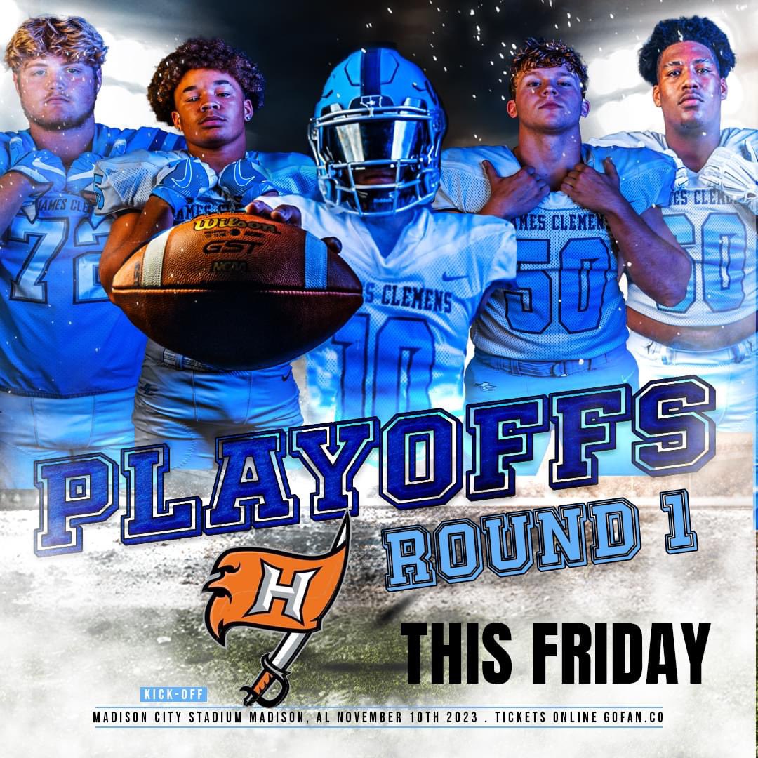 This Friday Night is Round 1 of the 7A Playoffs!
⏰: 7:00 pm
🆚: HOOVER
📍: MADISON CITY STADIUM.  Madison, AL
Tickets: gofan.co/app/school/AL5…