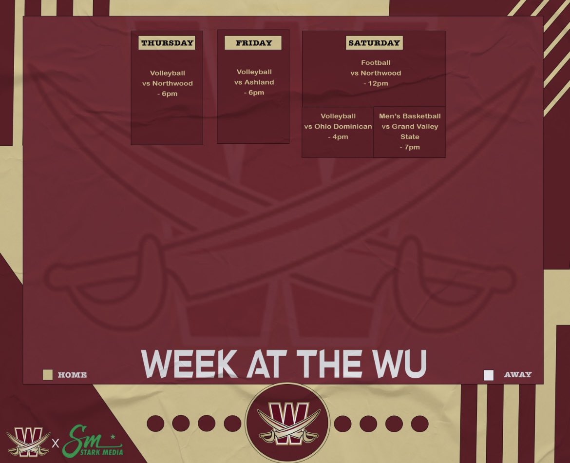 WalshCavaliers's tweet photo. There’s no place like home 🏠
🏐Volleyball finishes the regular season with 3 home games
🏈Football wraps up the regular season with our Salute to Service Day🇺🇸
🏀Men’s Basketball Home Opener 
#SwordsUp https://t.co/MLtjgsJm3I