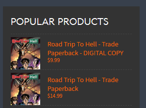 The Road Trip to Hell trade is available on the <a href="/ScoutComics/">Scout Comics and Entertainment</a> website physically and digitally. Excited to see it at the top of "Popular Products" too! Huge thanks to everyone who has purchased a copy! scoutcomics.com/collections/ro…