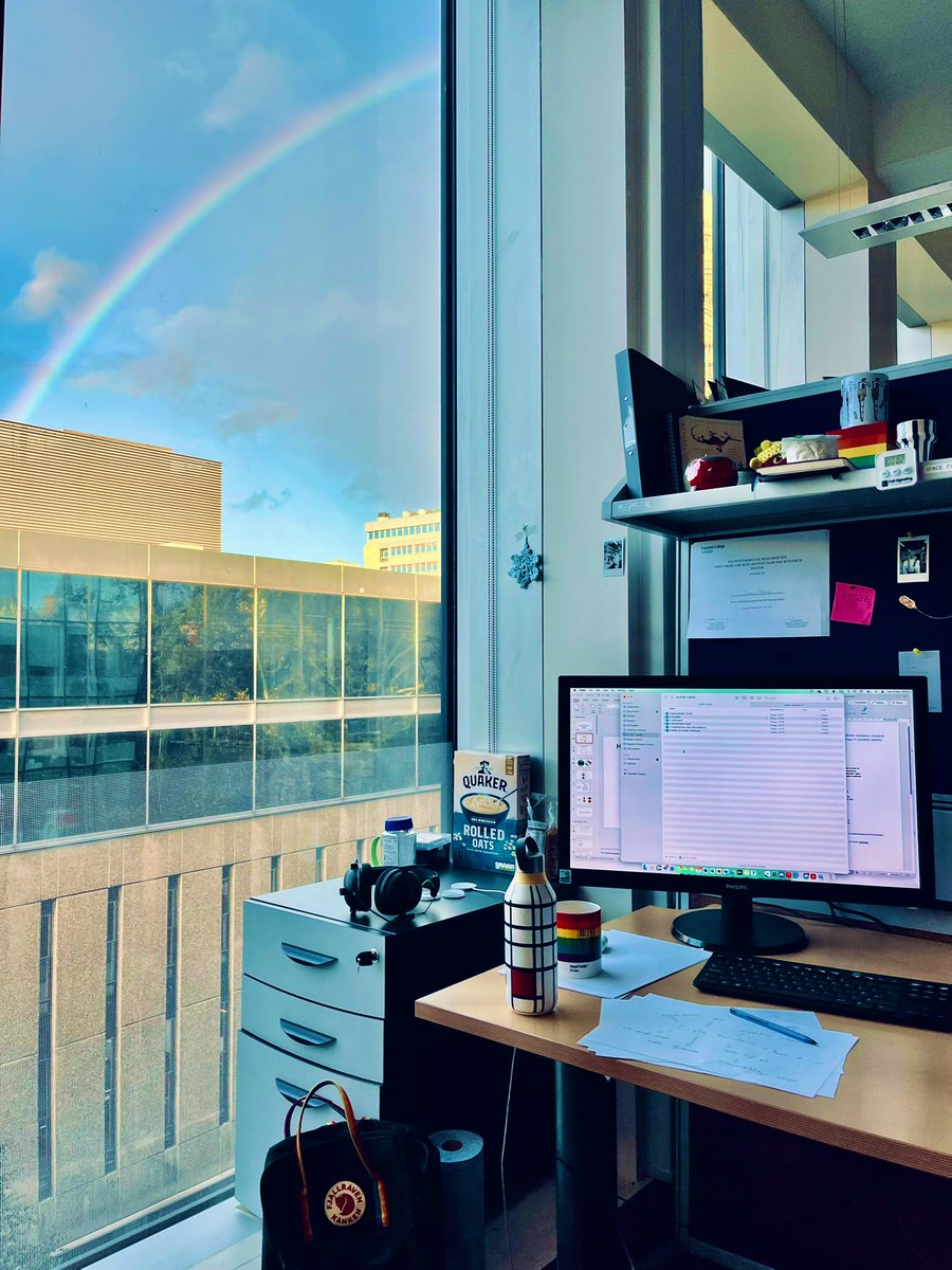 Rainbow view in the office for good luck in thesis writing🥼 #academia #PhD #rainbow
