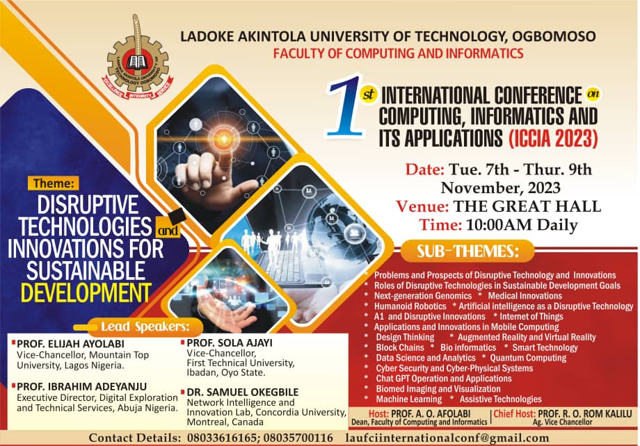 lautechofficial's tweet photo. https://t.co/nFJWSA8cfL
Live Streaming
#lautech #international conference computing #infomatics #applications https://t.co/7ro5MsULA7