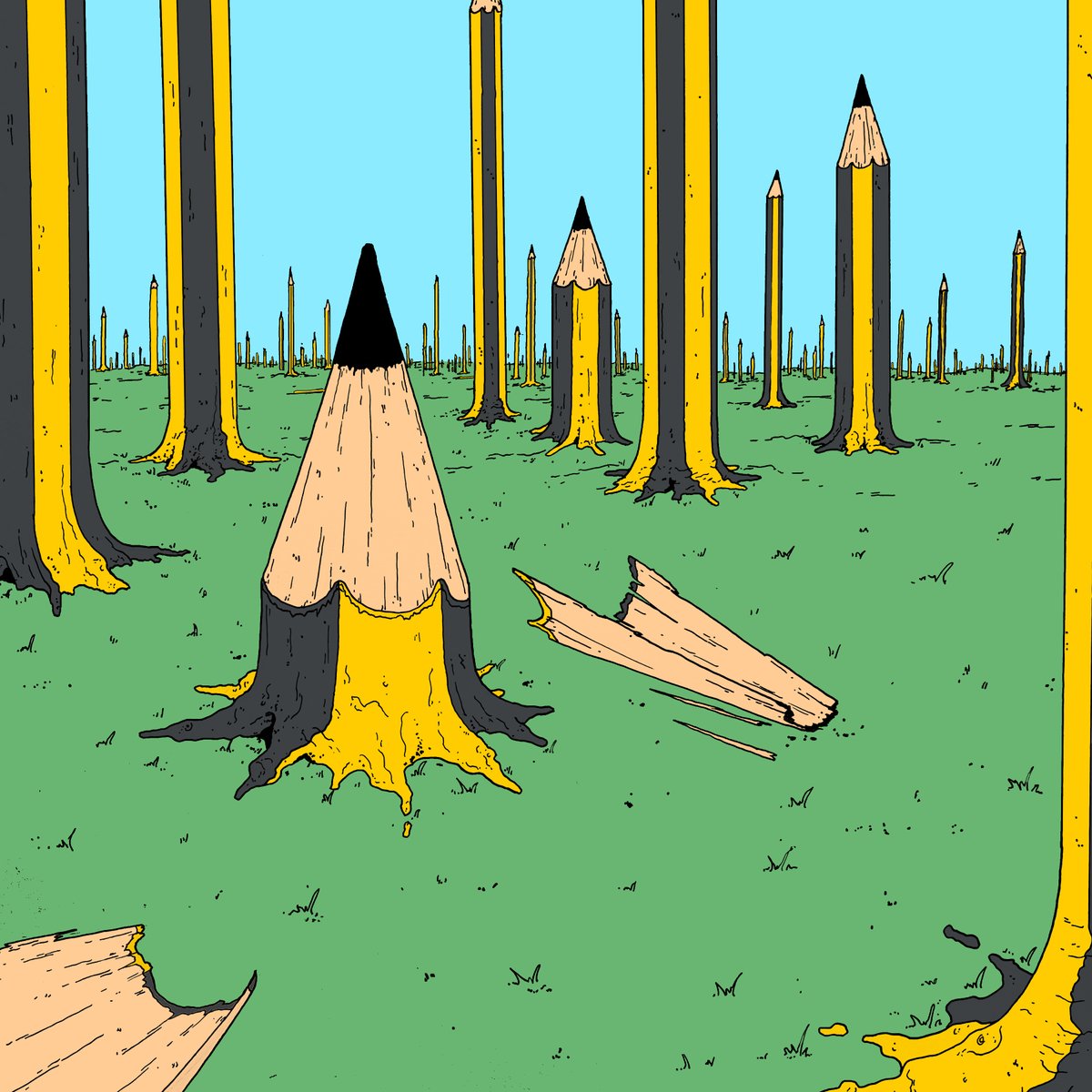 lumps_uk's tweet photo. Pencil Woods #illustration https://t.co/rHzV4icPgu