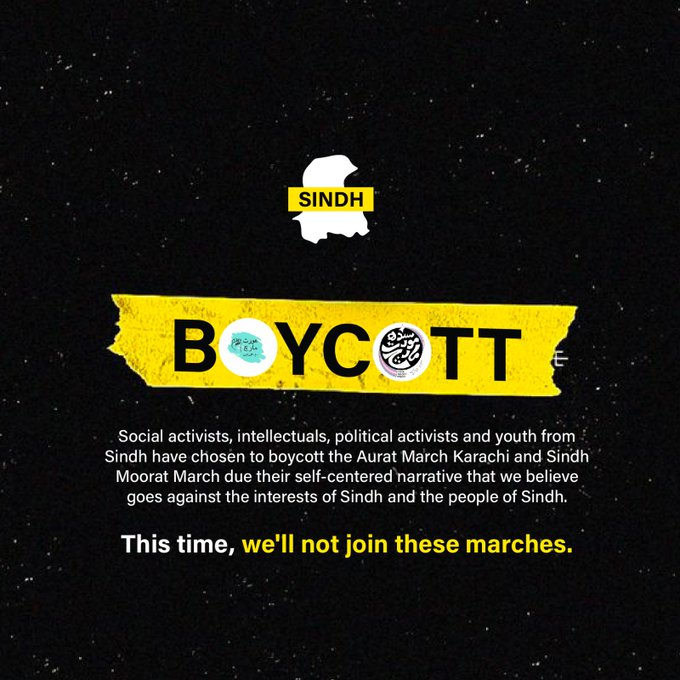 khalidkoree's tweet photo. As a Sindhi, I've decided to refrain from participating in #AuratMarch and #MooratMarch, as I believe they may harbor sentiments against our community. #BoycottForChange https://t.co/2WDjdfR4SH