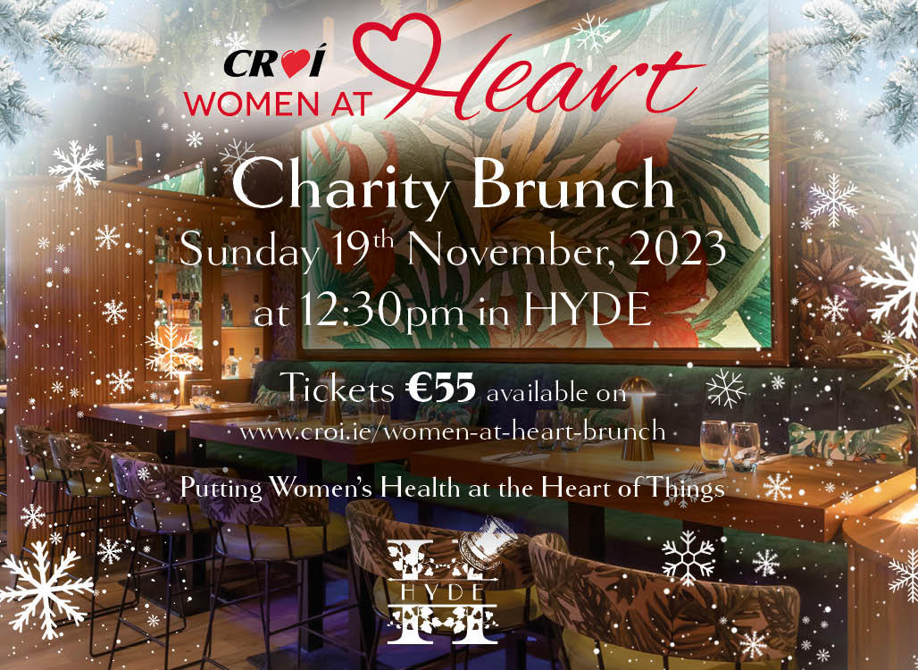 Join Croí for a special Women at Heart Brunch at <a href="/HydeGinBar/">HydeBarGalway</a>, Galway where an expert panel of speakers ( chaired by <a href="/portershed/">PorterShed</a>'s very own CEO <a href="/StatesidePortal/">Mary Rodgers</a> )  will discuss the heart facts every woman needs to know. 
Tickets = croi.ie/event/women-at… #Galway