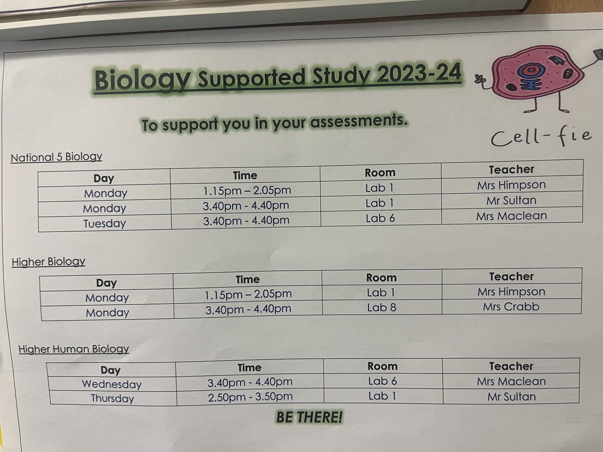Biology Supported Study Sessions here ⁦⁦<a href="/Grove_Academy/">Grove Academy</a>⁩ ! See below days and times. Be there!
