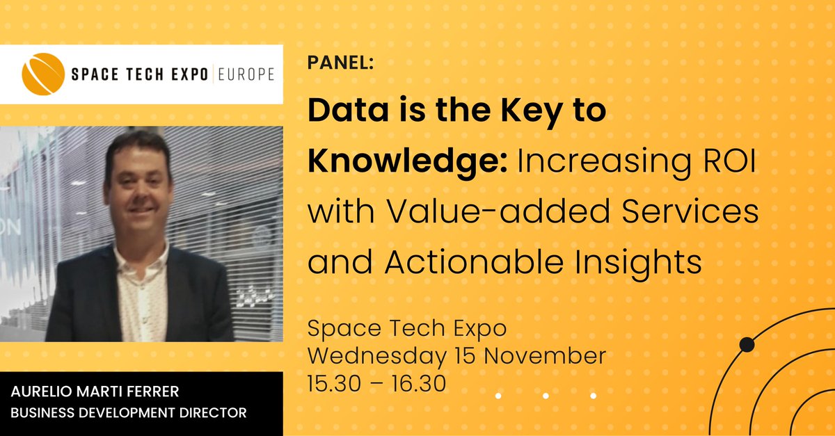 Open_Cosmos's tweet image. BD Director @AurelioMarti will be taking part in this panel at @SpaceTechExpoEU to discuss how DataCosmos transforms satellite imagery into actionable intelligence.

Drop by the @Open_Cosmos stand (A05) in Hall 4 to learn more.

#SatelliteData #GlobalInsights #DataCosmos