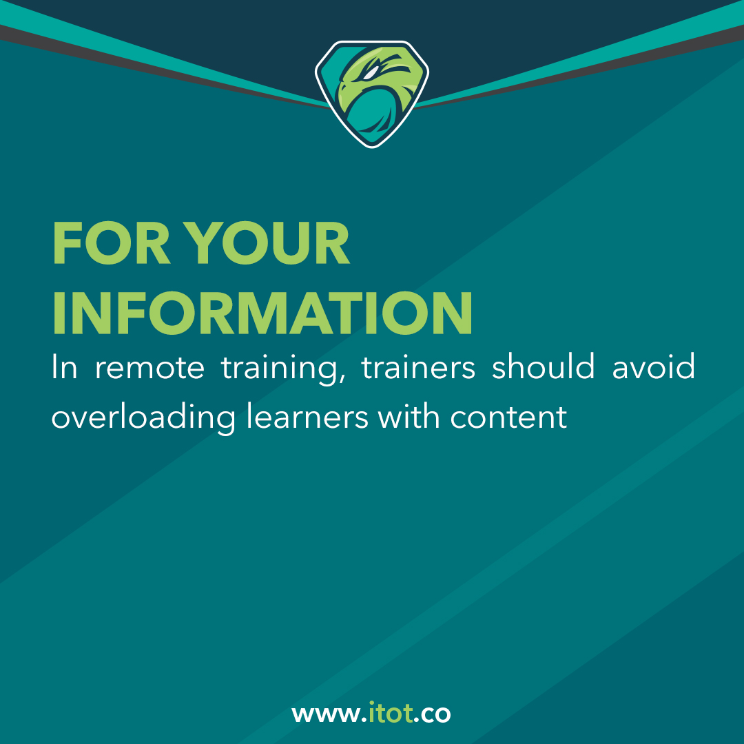 illaftraintot's tweet image. Too much info can overwhelm, leading to disengagement.

Keep slides clear and to the point.

#RemoteTraining #EffectiveLearning