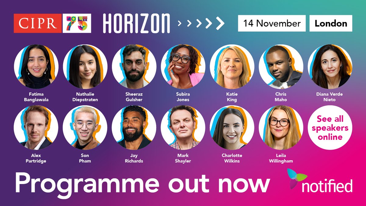 In just over a week, nearly 200 people will be joining us at Horizon to make sure they are at the forefront of the dynamic shifts shaping the PR profession.

If you haven’t yet got your ticket, you and your team can still be part of this event on 14 November at the Ham Yard Hotel