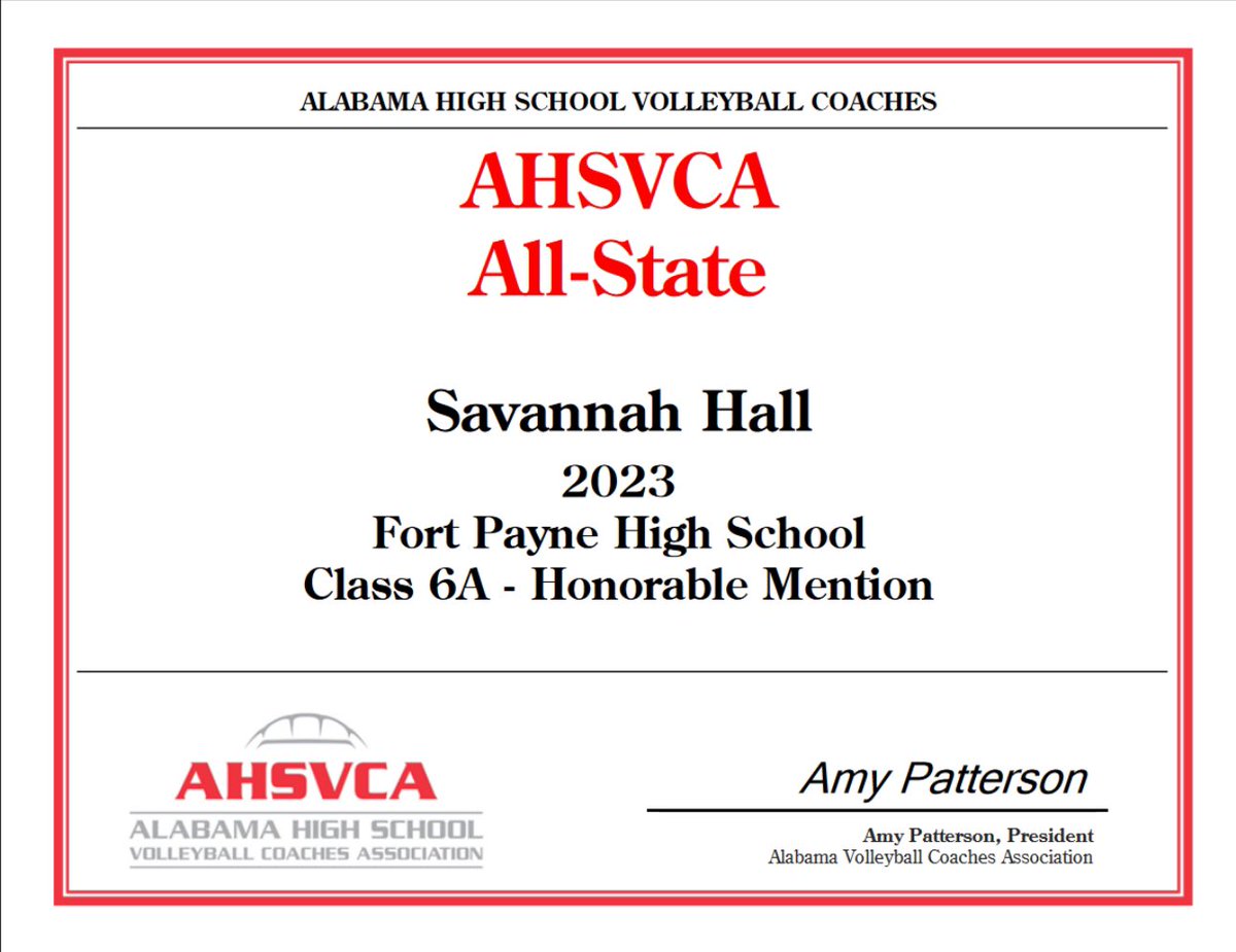 Congrats to <a href="/laylakirby6/">layla kirby</a> and <a href="/VannahG30/">Vannah30</a>  being named <a href="/ahsvca/">Alabama High School Volleyball Coaches Association</a> 6A All-State Honorable Mention! 
#FPVB