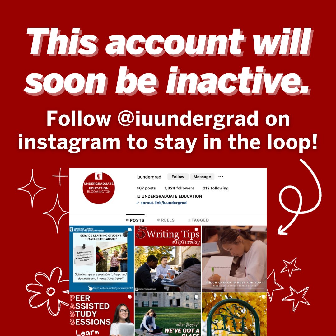This account will soon be inactive. To stay connected with Hutton Honors College, follow our new account @iuundergrad on instagram here: go.iu.edu/4Rai