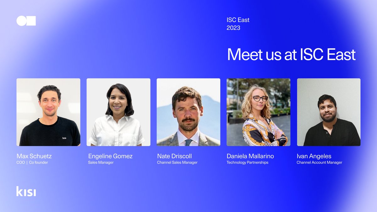 Are you attending #ISCEast? Max, Engeline, Nate, Daniela, and Ivan are going, and they’re excited to connect with all of you.

Make sure to ping them if you want to discuss modern access control or join the Kisi partners ecosystem.

–

#AccessControl #PhysicalSecurity