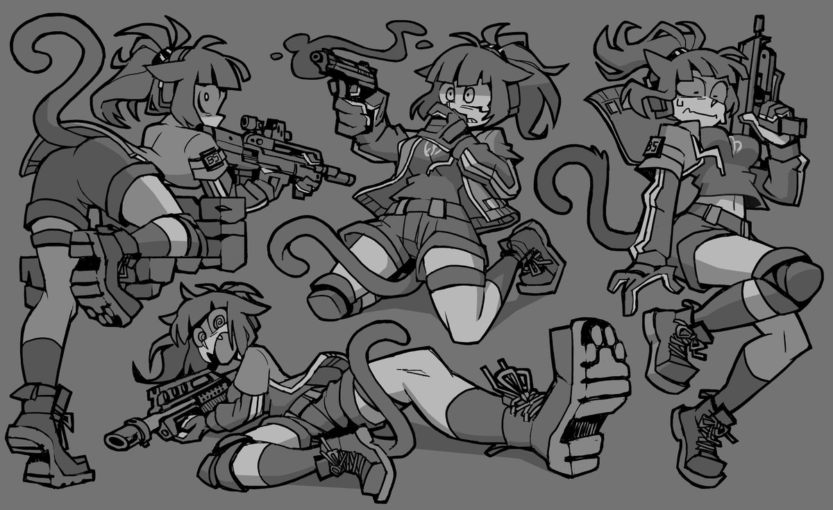 Just wanted to share my recent favorite pastime: Drawing Jessica (from Arknights) in tactical poses.