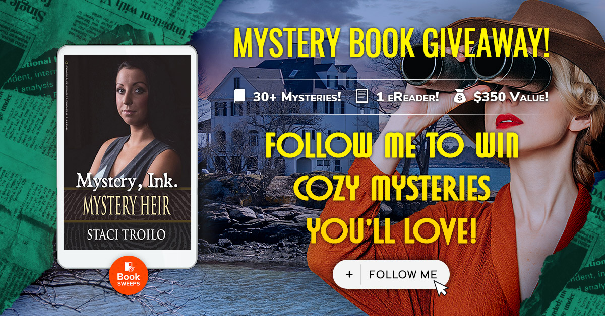If you haven’t read MYSTERY HEIR, you can enter to win it on BookSweeps—plus 30+ exciting Cozy Mysteries from a great collection of authors AND a brand new eReader! 😊 Here’s the link: bit.ly/cozy-mysteries… Good luck! @BookSweeps #cozymystery #freebooks #kindle