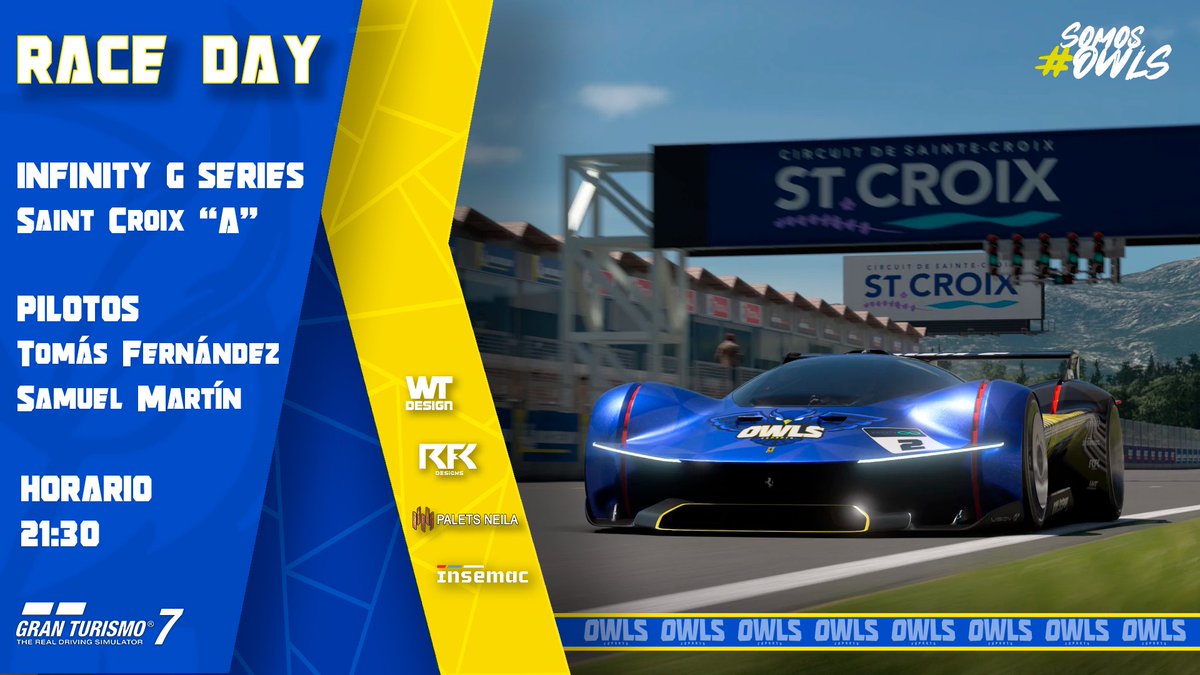 Última ronda con mínimas posibilidades del campeonato pero con ganas de poder afianzarnos entre los más grandes! 

🚀 𝗜𝗡𝗙𝗜𝗡𝗜𝗧𝗬 𝗚 𝗦𝗘𝗥𝗜𝗘𝗦 
👥 <a href="/OWLS_SamuMartin/">OWLS_SamuMartin</a> y <a href="/tomfer13/">Tomas Fernandez</a> 
🎨 <a href="/rfk_designs/">RFK_Designs</a> 
🎙️🎥 Twitch.tv/Alejandro_Garn…