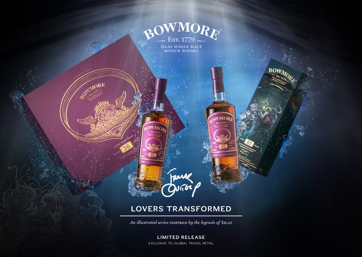 Introducing Bowmore, Lovers Transformed: a duo of exceptional single malts reimagined by acclaimed graphic artist, @frankquitely1. Join the journey: bit.ly/3Sn5JSs #Bowmore #LoversTransformed #FrankQuitely