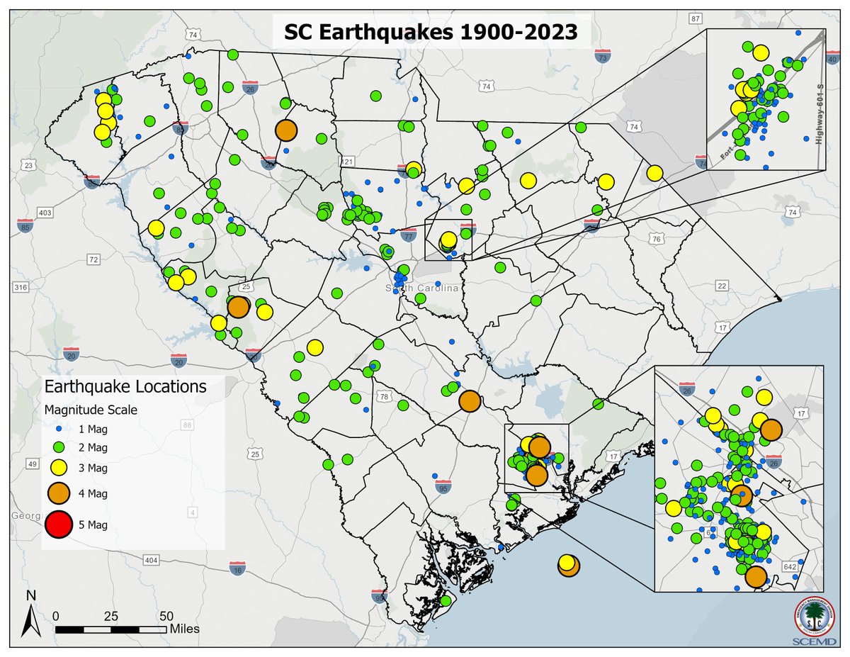 "I'm so happy we don't get #earthquakes in the Pee Dee region."
Um... check out this map earthquake.sc/earthquakes-in…
Today is Geospatial Information Systems Day. We rely on our GIS Manager throughout every layer of disaster preparedness, response, recovery, and mitigation. #GISDay
