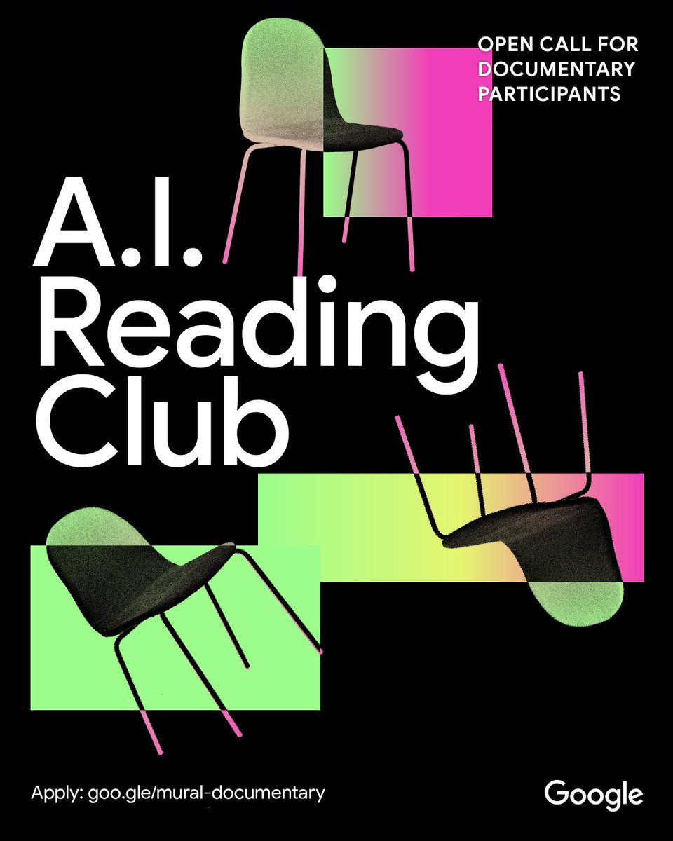 Mural, a research team at Google, is looking for people curious about AI to participate in one-time, taped  group discussions about AI's many implications, positive and negative, on society. Open to New Yorkers, 18+. Learn more &amp; apply: goo.gle/mural-document…