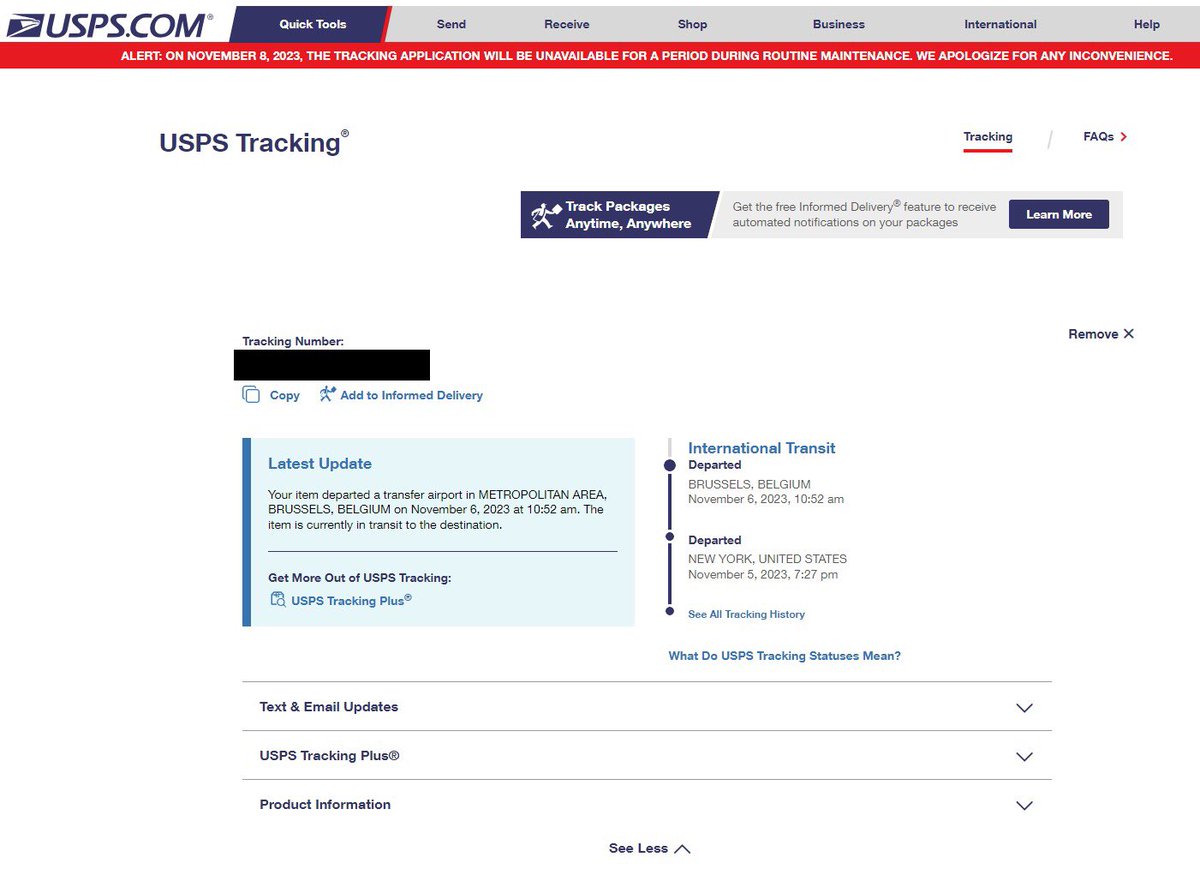 JaySengoz's tweet photo. I’m no making this shit up. We sent an envelope from PA to Canada and currently it’s in Belgium 🇧🇪😳. Makes a lot of sense, right?
#USPS https://t.co/9erYZ7FbLY